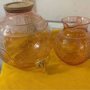 Beverage dispenser opal house pink boho 2qt with matching pitcher opal house